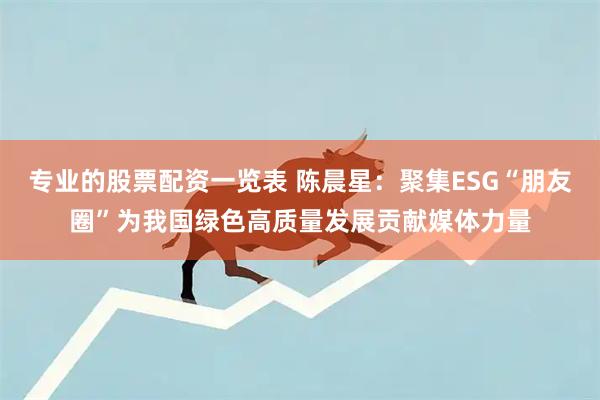 专业的股票配资一览表 陈晨星：聚集ESG“朋友圈”为我国绿色高质量发展贡献媒体力量